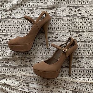 Brown suede heels